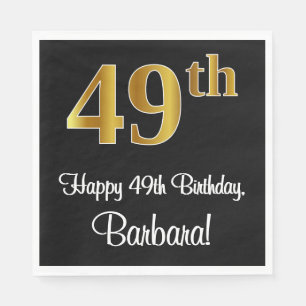 49th Birthday ~ Elegant Luxurious Faux Gold Look # Napkin