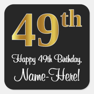 49th Birthday – Elegant Luxurious Faux Gold Look # Square Sticker