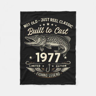 49th Birthday Fishing Gift Men Original 1977 Lied Fleece Blanket