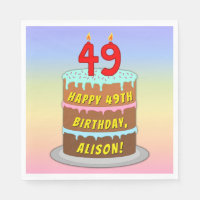 49th Birthday: Fun Cake and Candles + Custom Name