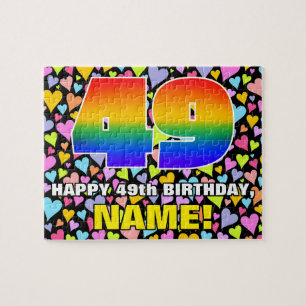 49th Birthday — Fun, Loving Heart Shapes + “49” Jigsaw Puzzle