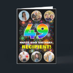 49th Birthday: Fun Rainbow #, Custom Name & Photos Card<br><div class="desc">The front of this joyful and bold birthday-themed greeting card design features a large number “49“ with a vibrant multicolored rainbow spectrum inspired gradient pattern, along with the message “HAPPY 49th BIRTHDAY, ” and a customisable name, on a multicolored bursting fireworks inspired pattern. Near the top and the bottom of...</div>