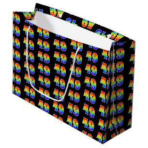 49th Birthday: Fun Rainbow Event Number 49 Pattern Large Gift Bag