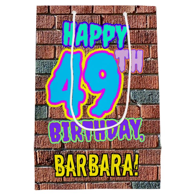 49th Birthday: Fun, Urban Graffiti Inspired Look Medium Gift Bag (Back)