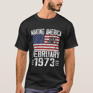 49Th Birthday Gift February 1973 American Flag 49 T-Shirt
