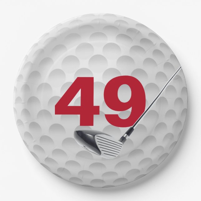 49th Birthday Golf Ball Design Paper Plate (Front)