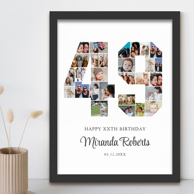 49th Birthday Number 49 Custom Photo Collage Poster (Creator Uploaded)