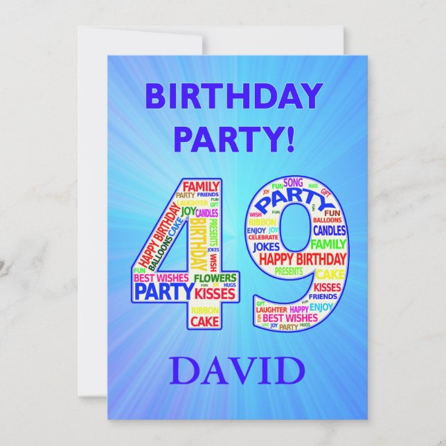 49th Birthday Party Invitation Add a Name (Front)
