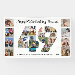 49th Birthday Party Number 49 Photo Collage Banner