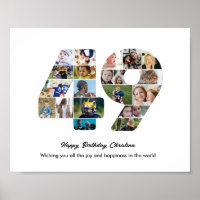 49th Birthday Party Number 49 Photo Collage