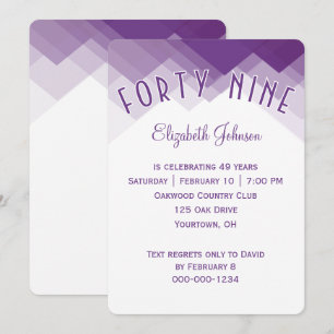49th Birthday Party Purple and White Border Invitation