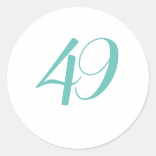 49th Birthday Party Teal Forty Nine Custom Age Classic Round Sticker