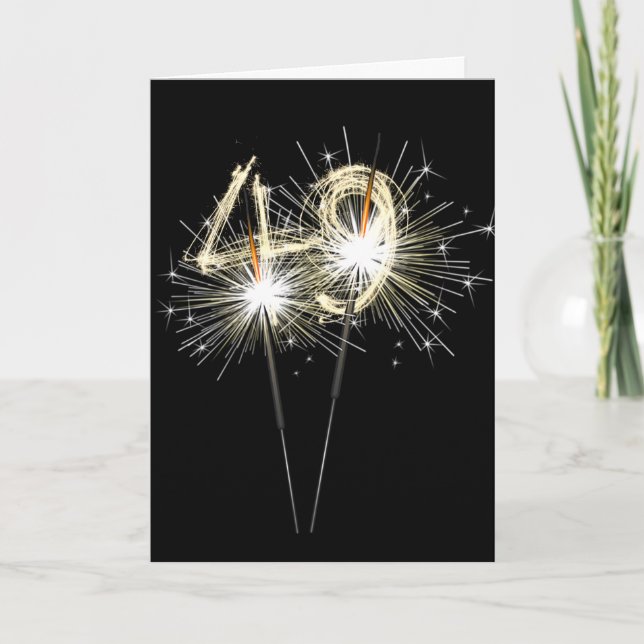 49th Birthday Sparklers on Black Card (Front)