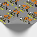 49th Birthday: Spooky Halloween Theme, Custom Name Wrapping Paper<br><div class="desc">This scary and spooky Halloween birthday themed wrapping paper design features a large number "49". It also features the message "HAPPY BIRTHDAY, ", and a personalised name. There are also depictions of a bat and a ghost on the front. Wrapping paper like this might be fun to use when wrapping...</div>
