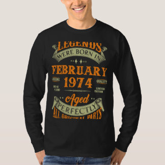 49th Birthday Vintage Legends Born In February 197 T-Shirt