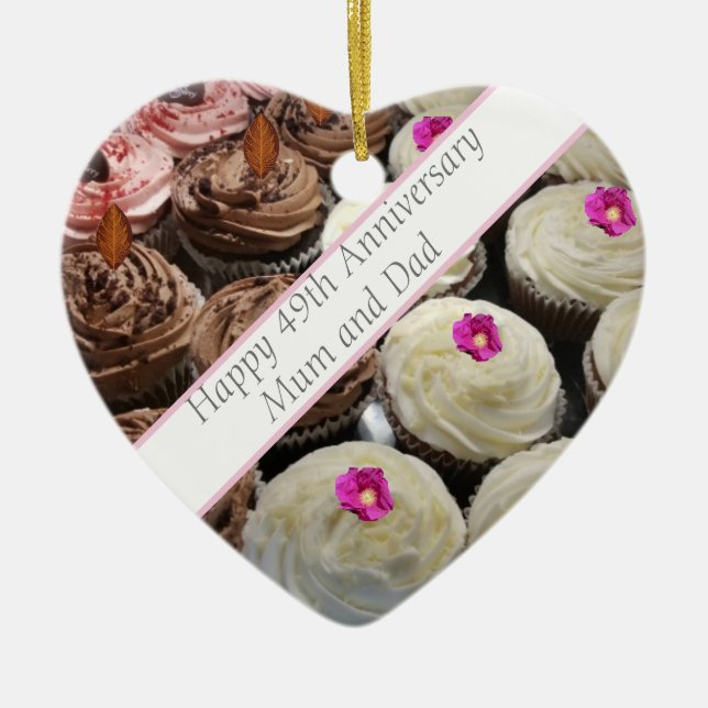 49th Wedding Anniversary   Ceramic Tree Decoration (Front)