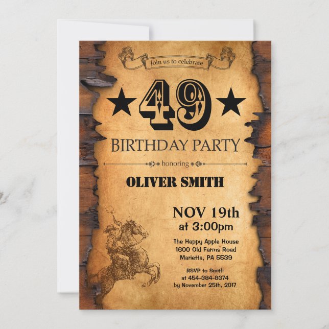 49th Western Birthday Invitation (Front)