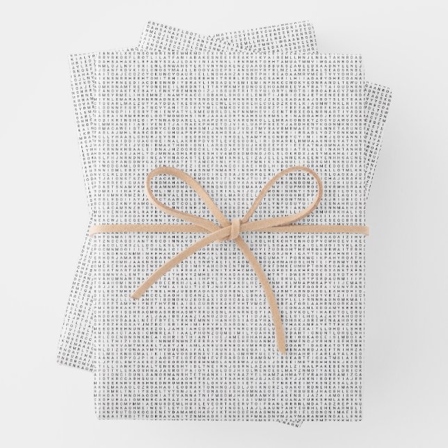 4,000+ Boys Names Word Search Puzzle Wrapping Paper Sheet (In situ)