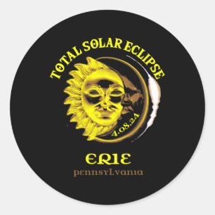 4.08.24 Total Solar Eclipse 2024 Erie Pennsylvania Classic Round Sticker