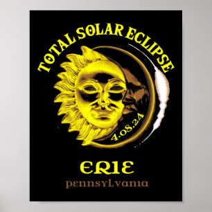 4.08.24 Total Solar Eclipse 2024 Erie Pennsylvania Poster