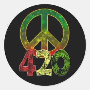 4 20 Peace Classic Round Sticker