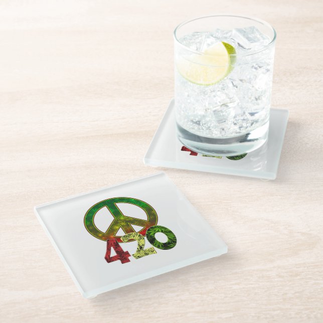 4 20 Peace Glass Coaster (Angled)