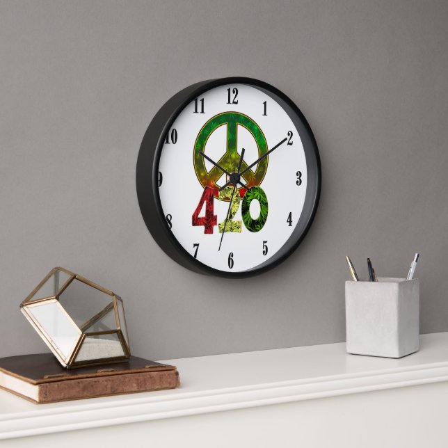 4 20 Peace / It's 4 20 Somewhere Black Numbers Clock (Office)