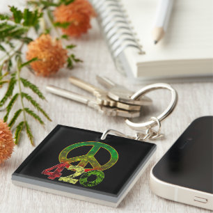 4 20 Peace Key Ring