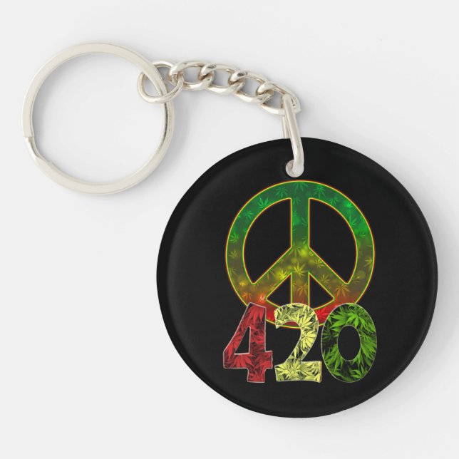 4 20 Peace Key Ring (Front)