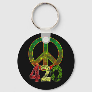 4 20 Peace Key Ring