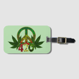 4 20 Rasta Peace Weed Green Luggage Tag
