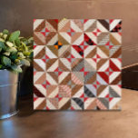 4.25" Elegant Patchwork Quilt Vintage Pattern Tile<br><div class="desc">This elegant ceramic tile features a beautiful vintage patchwork quilt pattern in colourful tones of pink/coral and taupe. Cosy charm and originality for your kitchen, bathroom, counter, backsplash or other tiled space. Also makes a great trivet. A rustic, antique pattern with a distinctly modern, graphic look. Suitable for the country...</div>
