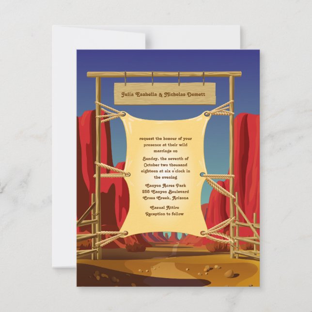 4.25" x 5.5" Wild West Wedding Invitation (Front)