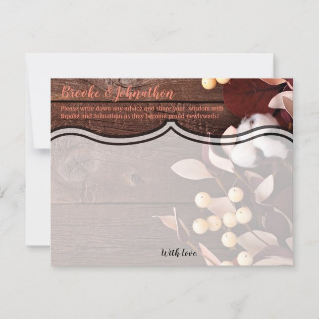 4.25x5.5 Advice Card Cotton Branch on Dark Wood St (Front)