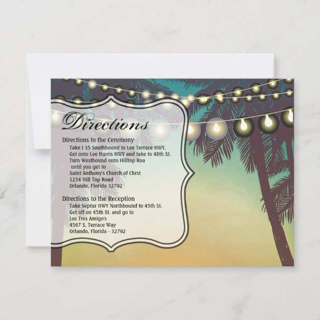 4.25x5.5 Direction Card Beach Sunset Palm Trees St (Front)