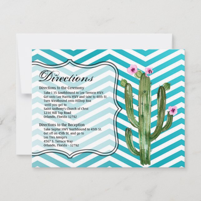 4.25x5.5 Direction Card Boho Cacti Cactus Succulen (Front)