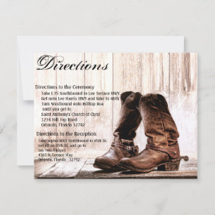 4.25x5.5 Direction Card Boots Country Rustic Weste