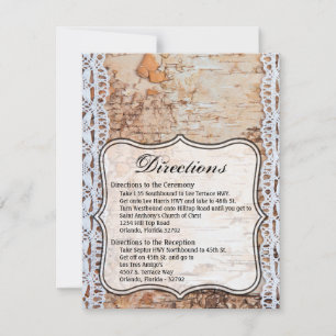 4.25x5.5 Direction Card country barn wood lace tri