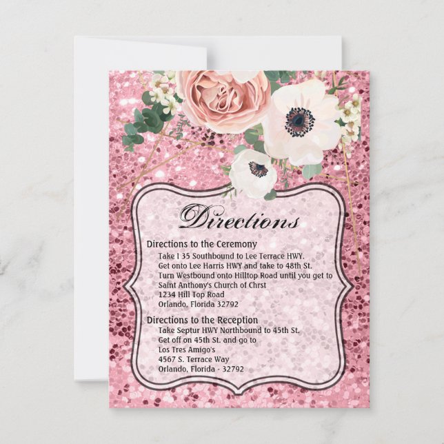 4.25x5.5 Direction Card Geometric Garden Rose Glit (Front)