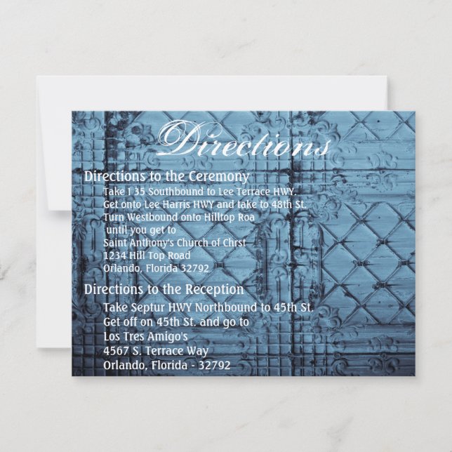 4.25x5.5 Direction Card Rustic Tin Panel Ceiling C (Front)