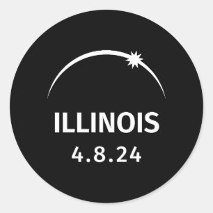 4.28.24 Solar Eclipse Illinois Classic Round Sticker