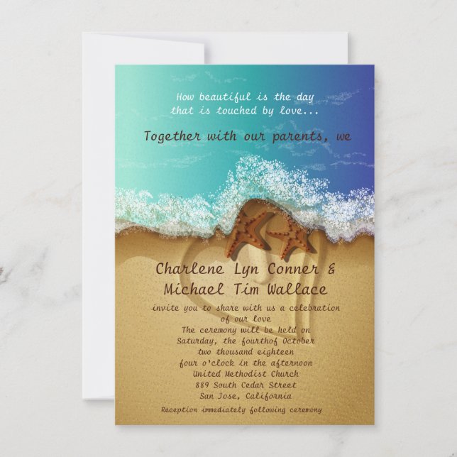 4.5 x 6.25" Beach Wedding Invitation (Front)