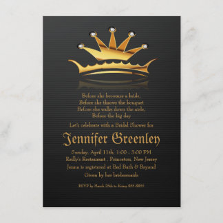 4.5" x 6.25" Gold Royal Queen Crown Invitation