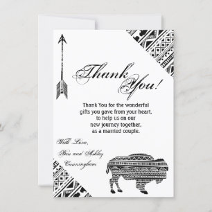 4.5x6.25 Thank You Card Boho Buffalo Tribal Patter