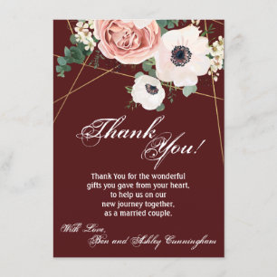 4.5x6.25 Thank You Card Geometric Garden Rose Wine