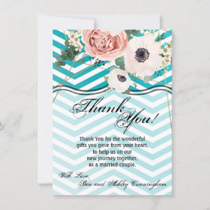 4.5x6.25 Thank You Card Geometric Rose Chevron Tea