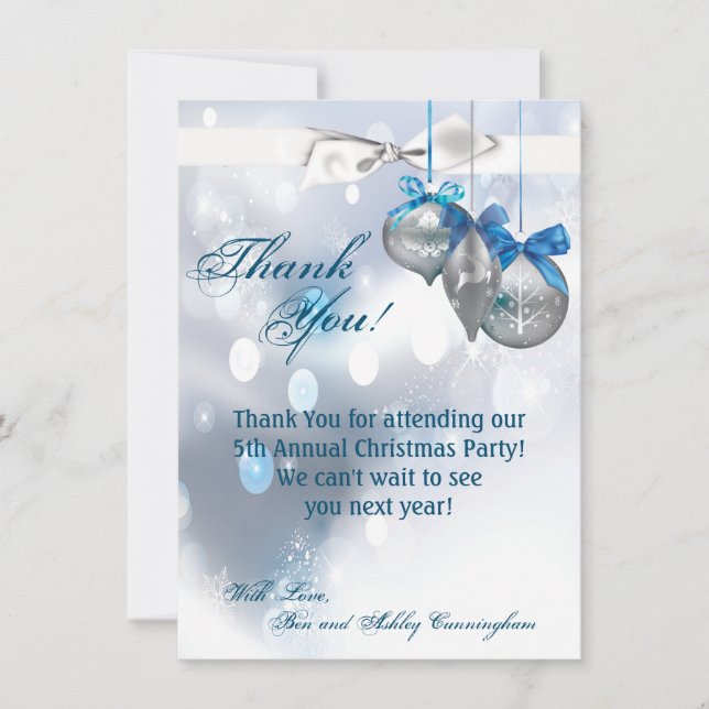 4.5x6.25 Thank You Card Ornaments Snowflakes Snow (Front)