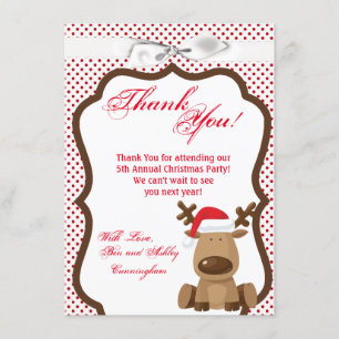 4.5x6.25 Thank You Card Reindeer Christmas XMAS Po