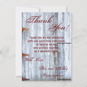 4.5x6.25 Thank You Card White Wash Wood Barn Door