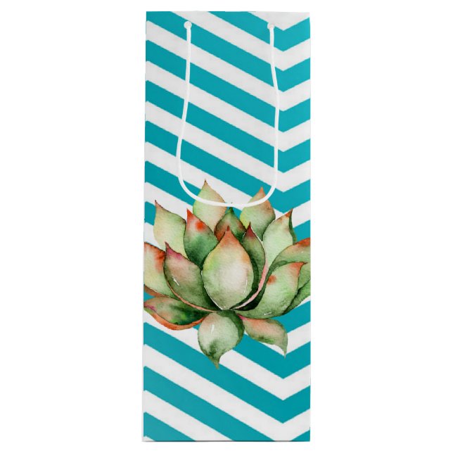 4.75lx4wx13h Wine Gift Bag Boho Cacti Cactus Succu (Front)
